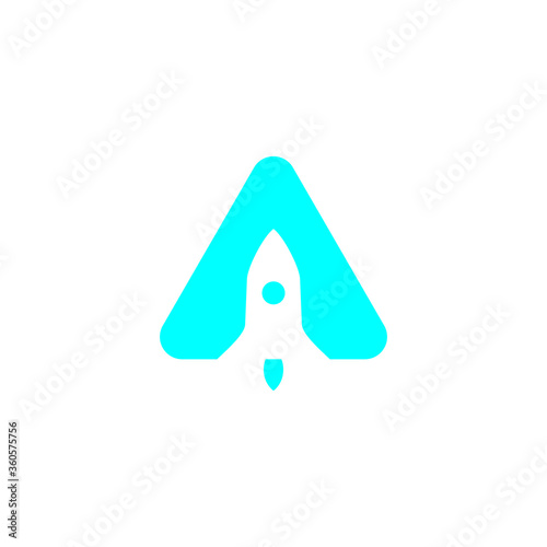 letter initial a  with rocket launch logo template vector