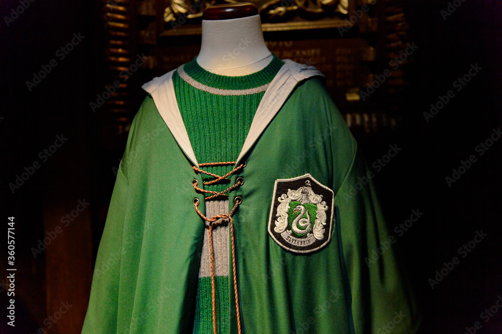 Fototapeta premium MADRID, SPAIN - NOV 22, 2017: Draco Malfoy Quidditch uniform, Wizarding world of Harry Poter experience in Madrid, Spain