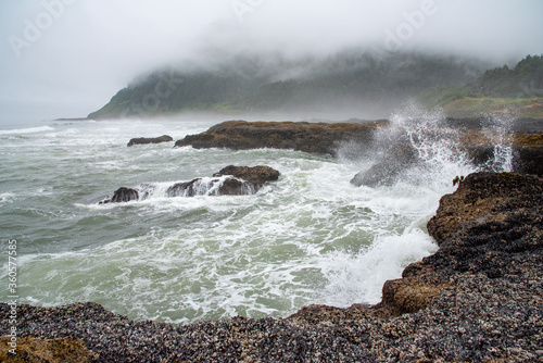 Waves Crashing on the Rocky Shore