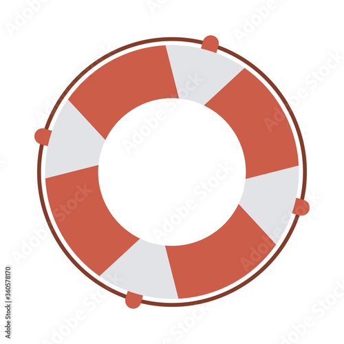summer travel and vacation lifebuoy in flat style isolated icon