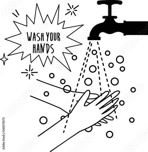 wash your hands sign, vector illustration 