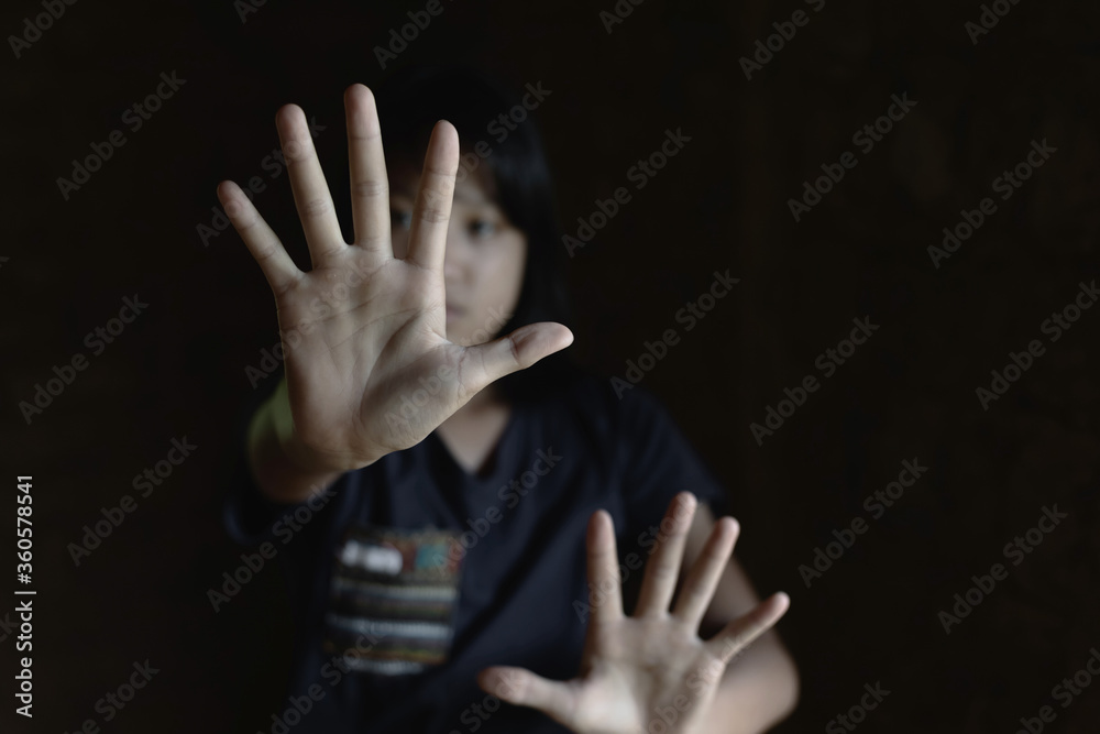Child showing hand for Stop violence and abused children concept. Child showing hand for Stop violence and abused children concept.
