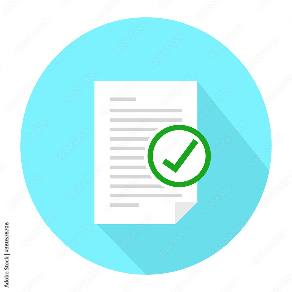 Document Accepted With Check mark - Flat Icon Long Shadow Vector Illustration Sign Symbol Document Accepted With Check mark - Flat Icon Long Shadow Vector Illustration Sign Symbol