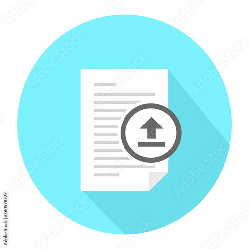 Document With Upload Sign Icon - Flat Long Shadow Vector Illustration Symbol