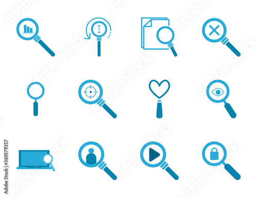 searching lupes flat style icon set vector design