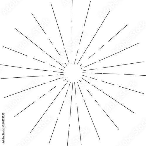 sunburst doodle, vintage radial burst, abstract line sunshine vector collection