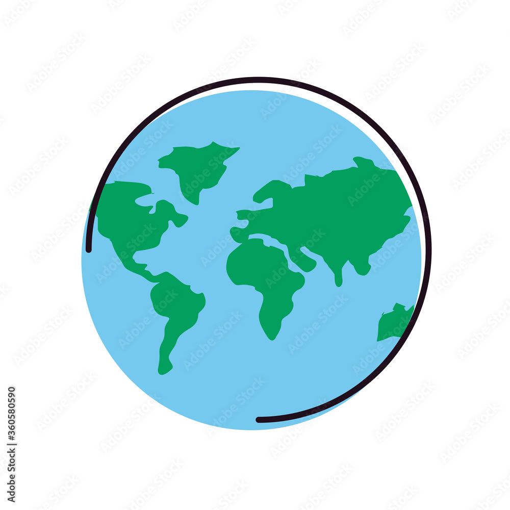 world sphere line and fill style icon vector design