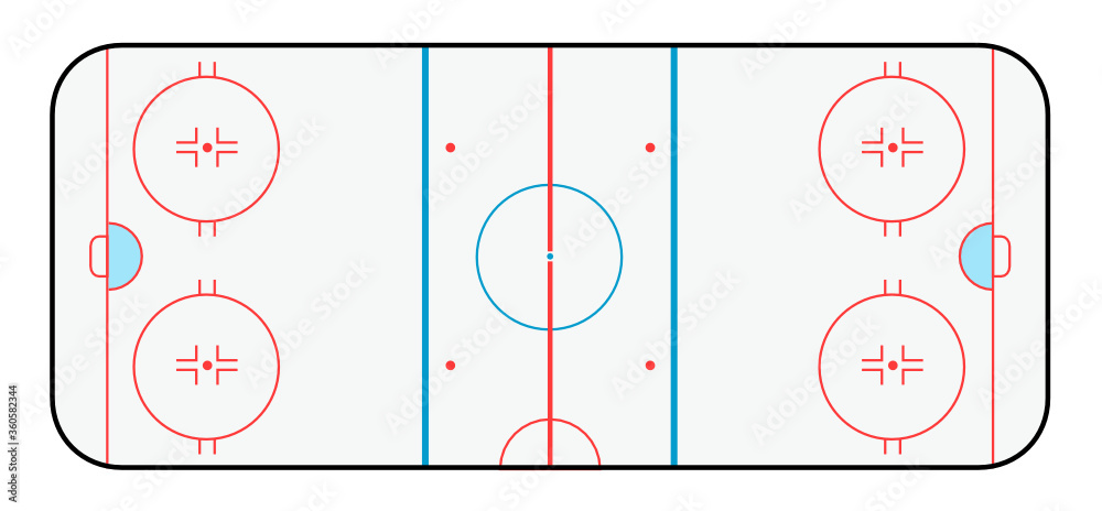 Naklejka premium ice hockey rink vector illustration top view