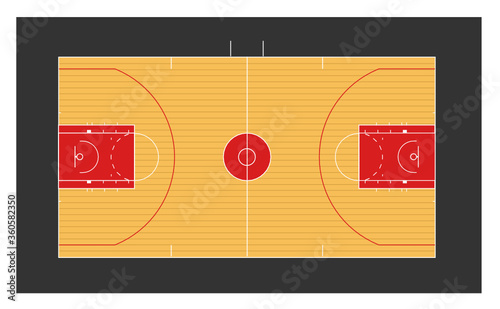 basketball court illustration with NBA markings