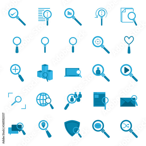 searching lupes flat style icon set vector design