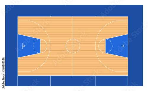 basketball court vector illustration with old FIBA markings