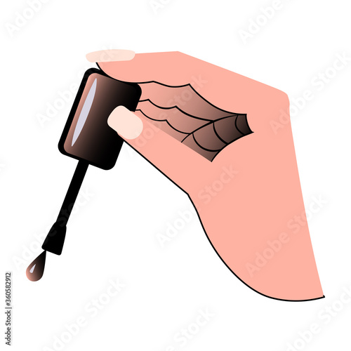 Hand showing manicure and nail care. Vector illustration.