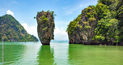 Great Limestone Rock in Phang-gna Bay "Ko Khao Tapu Island", One of most famous tourist destination in Phang-gna Province, Southern of Thailand