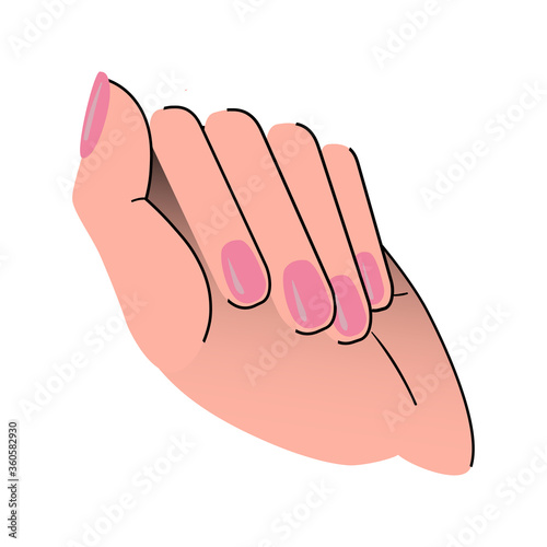 Hand showing manicure and nail care. Vector illustration.