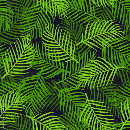 Palm leaves vector background seamless pattern 