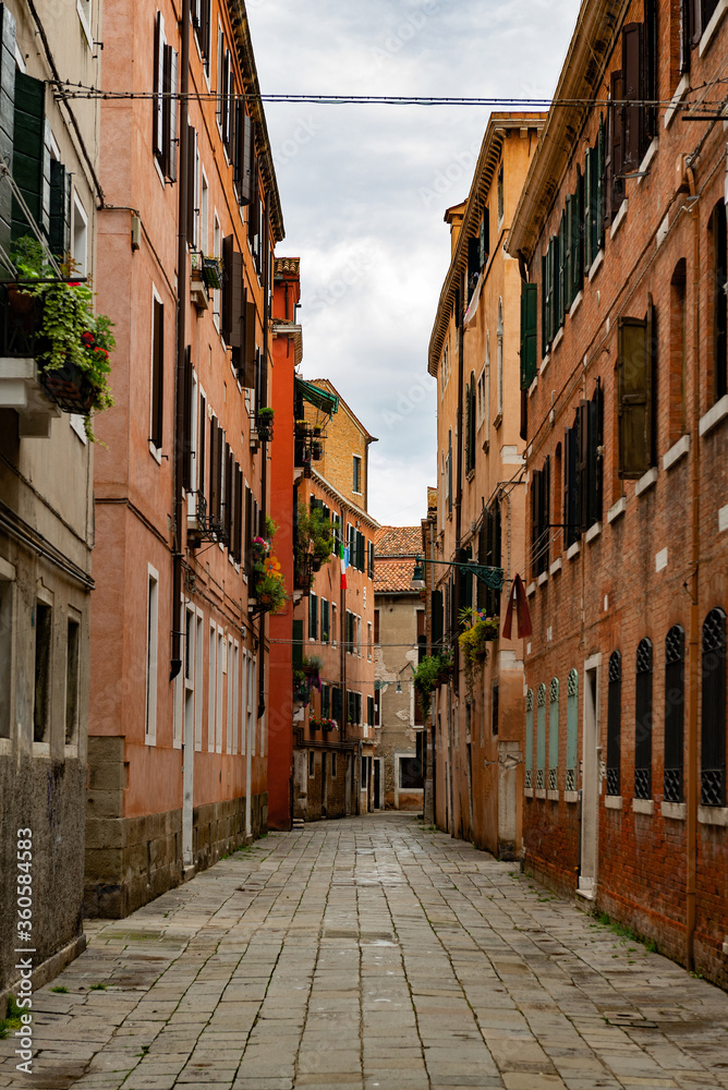 empty alley in the city of Venice, Italy.
