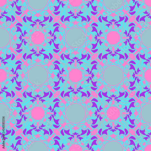Colorful vibrant graphic pattern of floral elements