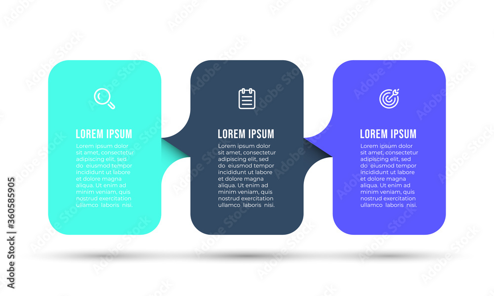 Business infographic template. Brochure design with icons and 3 options or steps. Vector illustration.
