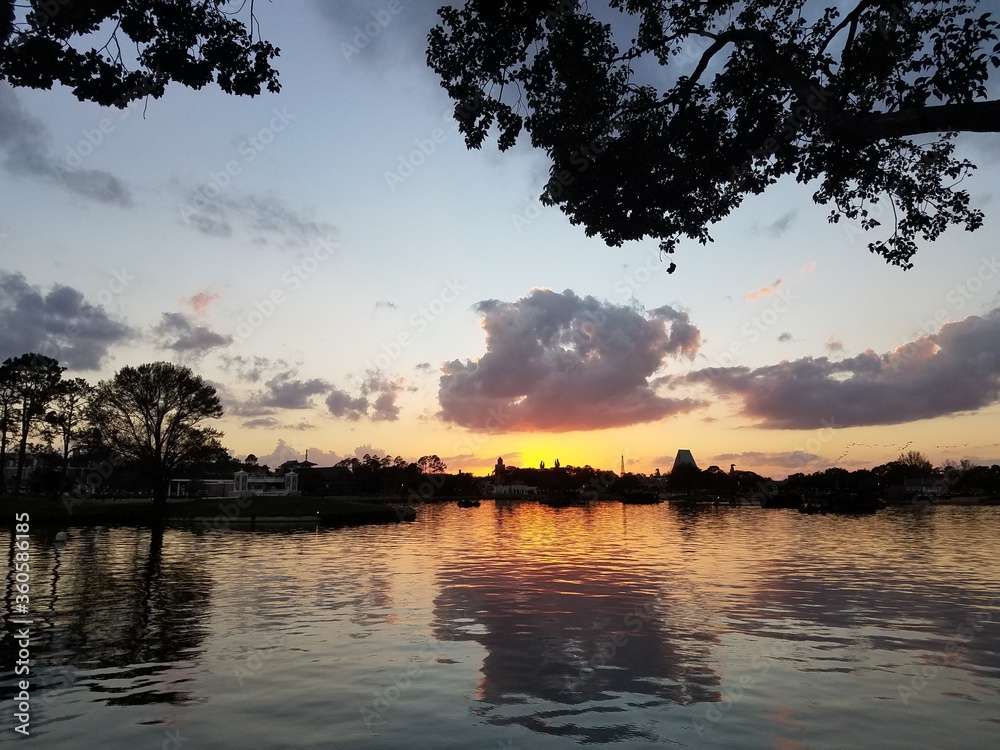 Fototapeta premium sunset over the river
