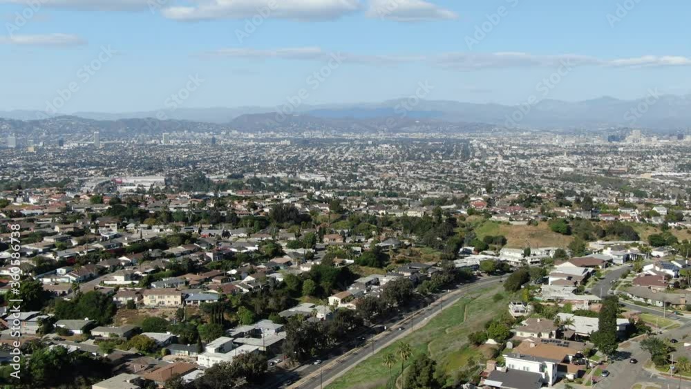 Los Angeles and Hollywood from Baldwin Hills Aerial Shot Left Descend Los Angeles and Hollywood from Baldwin Hills Aerial Shot Left Descend
