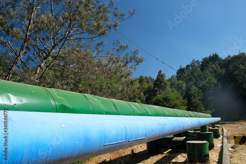 natural gas pipeline. geothermal power plant in Indonesia in the Dieng plateau. photo