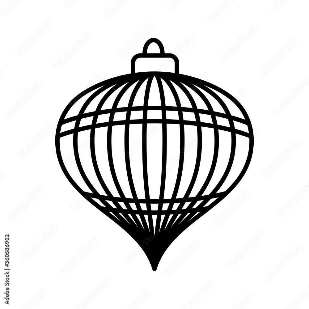 Fototapeta premium Christmas Ball Line Icon Isolated on White Background. Decoration Light Vector Illustration