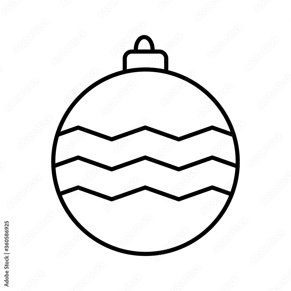 Christmas Ball Line Icon Vector Illustration Isolated on White Background.