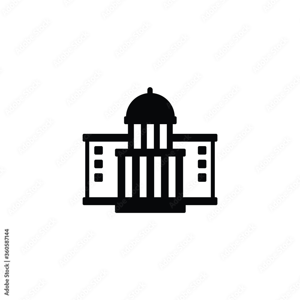 Government building icon vector in trendy flat style isolated on white background