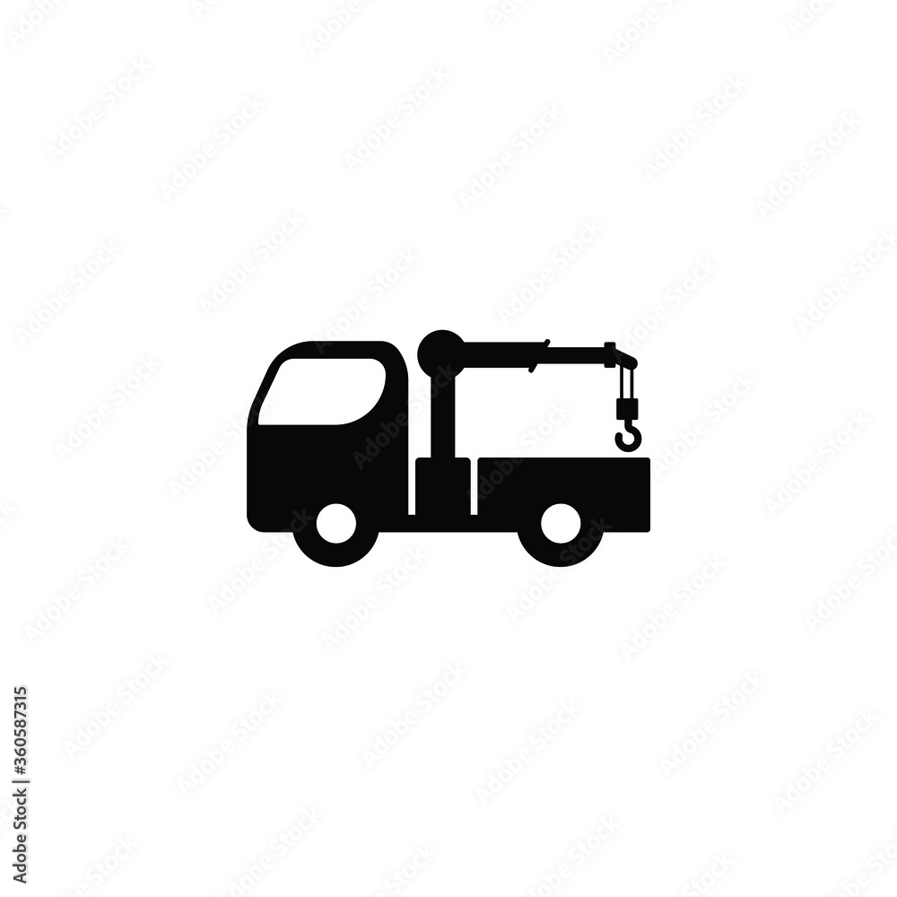 Crane truck icon vector in trendy flat style isolated on white background