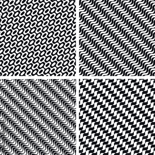 Brazilian black and white street wave pattern of Copacabana beach, Rio de Janeiro and Sao Paulo City, in geometric ornament style, typical for Brazil