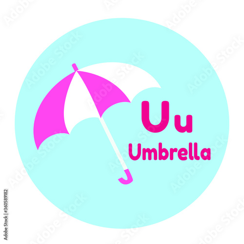 Alphabet U umbrella Illustration Vector Graphic