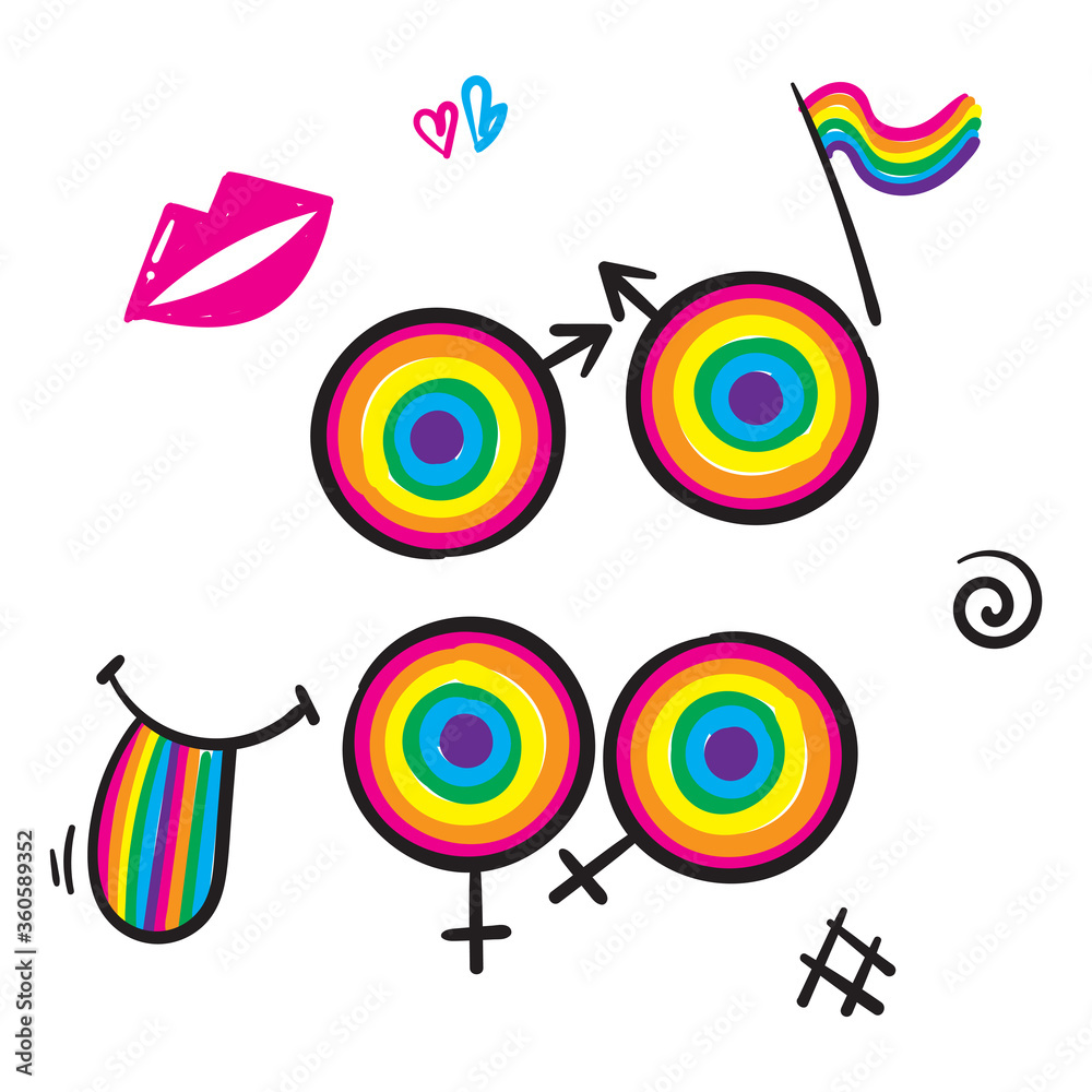 Obraz premium hand drawn doodle pride illustration symbol for lgbt, gay and lesbian vector