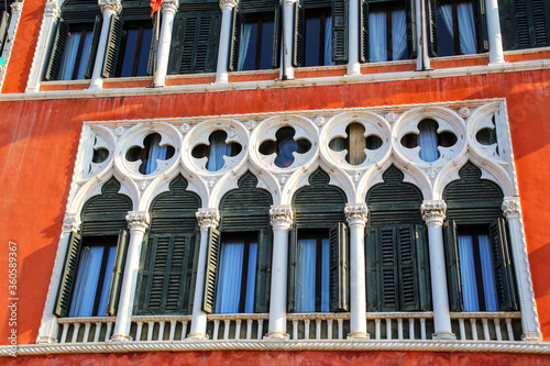 Detail of a building facing Grand Canal in Venice, Italy photo