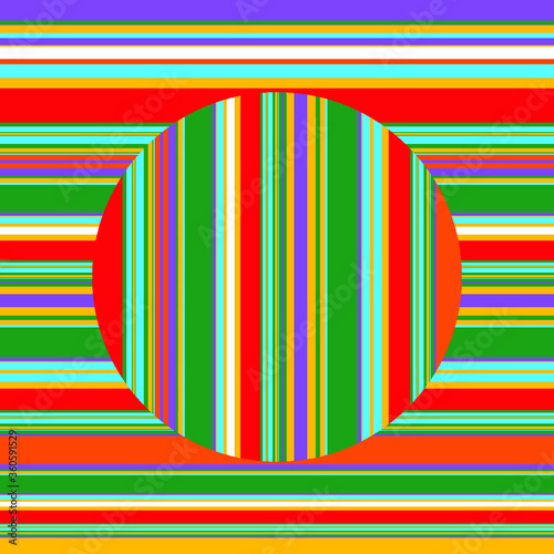Square and Circle Shapes Overlapping - Stripes on Stripes