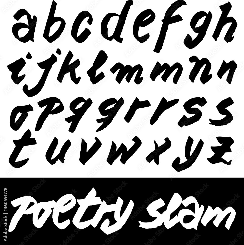 Artistic handwriting calligraphic lower case letters alphabet. Artistic handwriting calligraphic lower case letters alphabet.