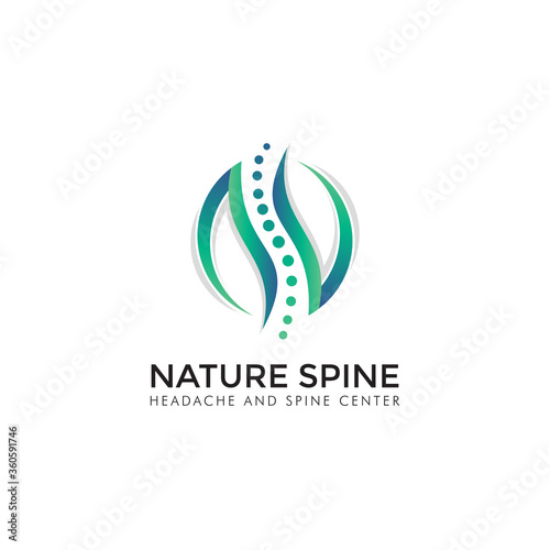 nature spine logo, abstrack leaf and backbone vector