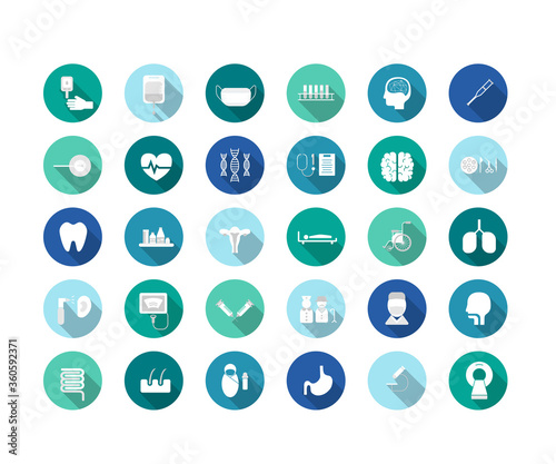 Set of medical icons flat design