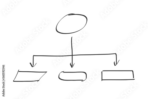 hand drawn diagram chart set for mind mapping and business plan. Arrow and flowchart doodle line sketch symbol vector illustration