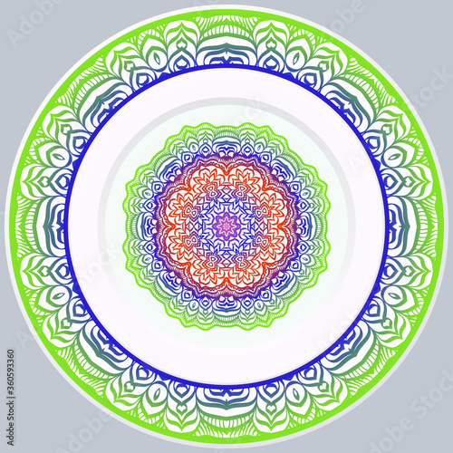 Fototapeta Naklejka Na Ścianę i Meble -  Beautiful Round Flower Mandala. Vector Illustration. For Coloring Book, Greeting Card, Invitation, Tattoo
