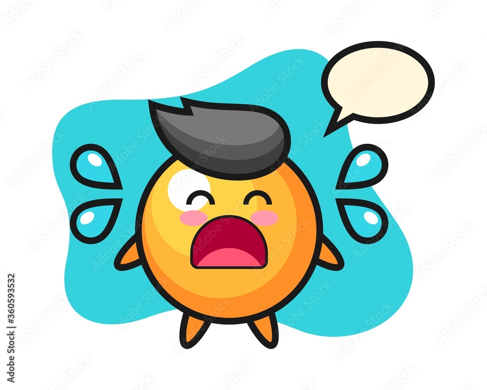 Ping pong ball cartoon with crying gesture