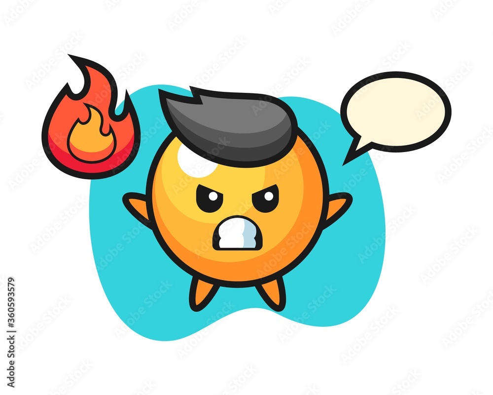 Ping pong ball cartoon with angry gesture