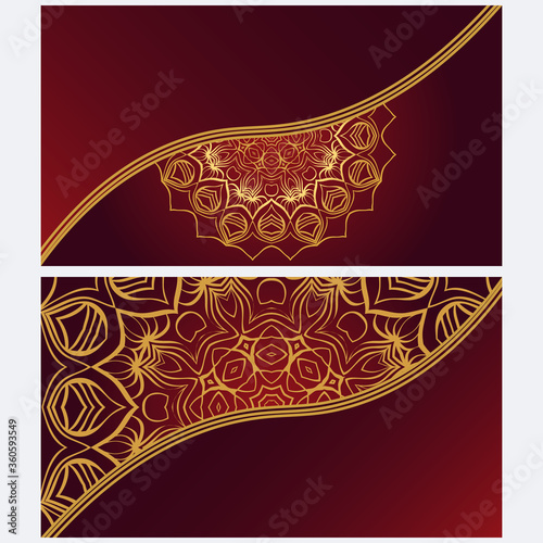 Vintage cards with Floral mandala pattern. Vector template. The front and rear side.