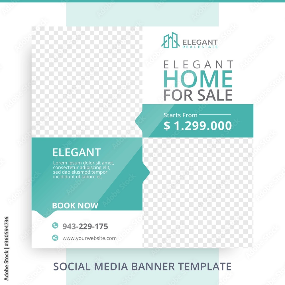 Editable Home House For Sale Real Estate Banner Mockup Template Promotions