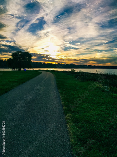 edgewater sunset over the lake