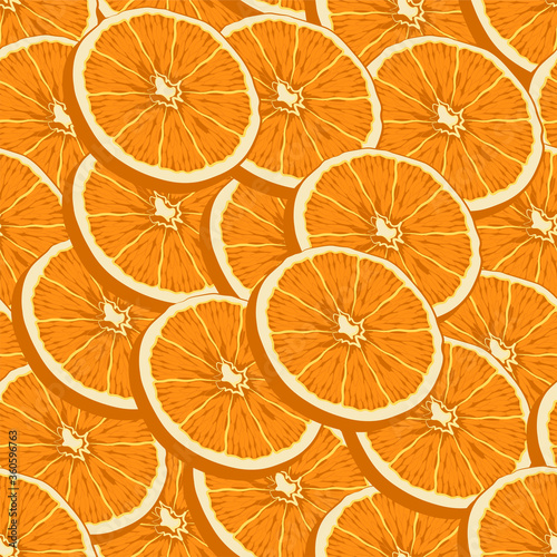summer seamless pattern with juicy fresh oranges. Bright summer mood, print for background and textile