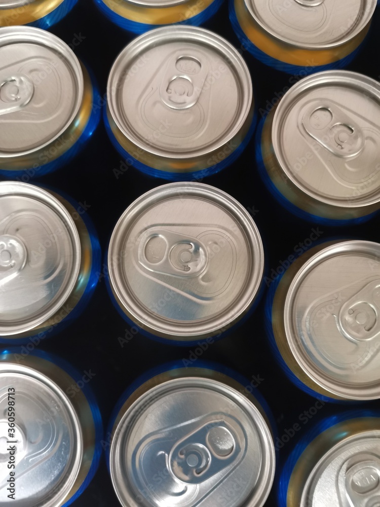 blue beer cans with lids top view blue beer cans with lids top view