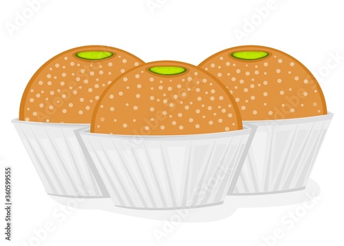 Churma laddu or Churma ladoo Indian Sweets or Mithai Food Vector