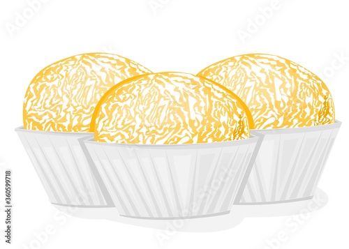 Coconut laddu Sweets or Mithai Food Vector