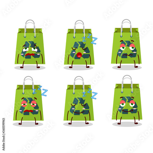 Cartoon character of recycle bag with sleepy expression