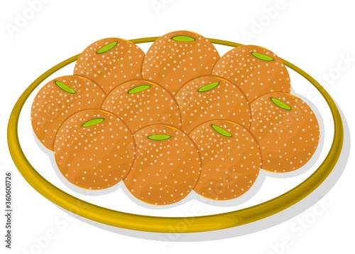 Churma laddu or Churma ladoo Indian Sweets or Mithai Food Vector